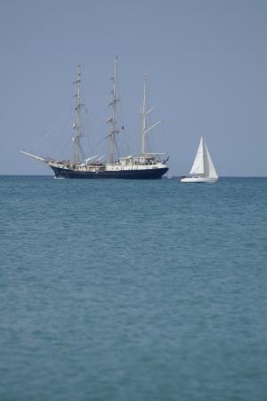 帆船, 马赛, 端口, 三桅, 法国, 地中海, 帆船贝