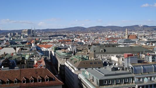 维也纳, 城市, 视图, 屋顶, 城市景观, 在屋顶上