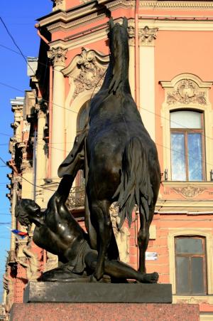 雕像, 马术, 男子, 打破马, 建筑, 天空, 蓝色
