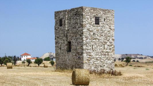 塞浦路斯, alaminos, 塔, 建筑, 传统, 石头, 建设