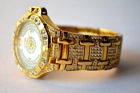 手表, 手腕, 手表, 黄金, 乐队, 钻石, 贵