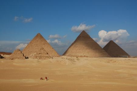 金字塔, 埃及, 开罗, 沙漠, 埃及, 沙子, 天空