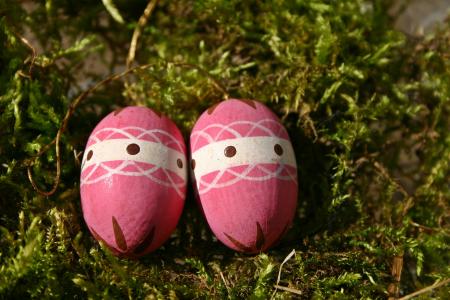 复活节彩蛋, 粉色, 复活节的巢, 复活节装饰品, 春天, 多彩, 复活节