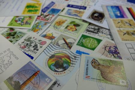 邮票, 收集, 加盖, 离开, 明信片, 邮票, 品牌价值
