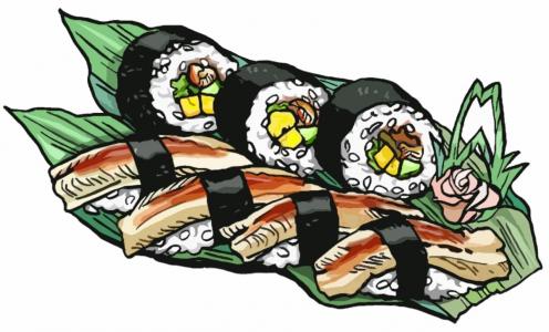 寿司, 辊, 海鳗, 鳗鱼, 日语, 食品, 日本