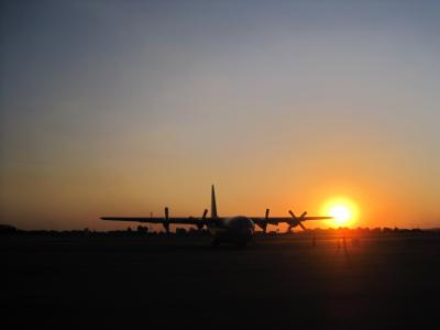飞机, 飞行路线, c-130, 运输, 日落, 暮光之城