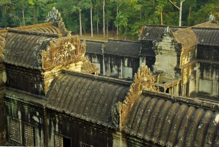 柬埔寨, 吴哥, 吴哥窟, 暹粒, 屋面, 画廊, 雕塑
