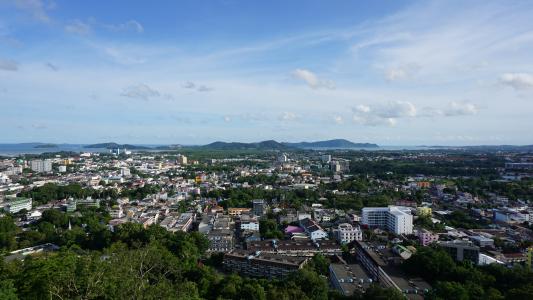 普吉镇, 俯瞰着, 普吉岛, 查看蓬, 城市景观