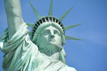 纽约, dom, 关闭, 自由女神像, 雕像, 自由岛, 著名的地方