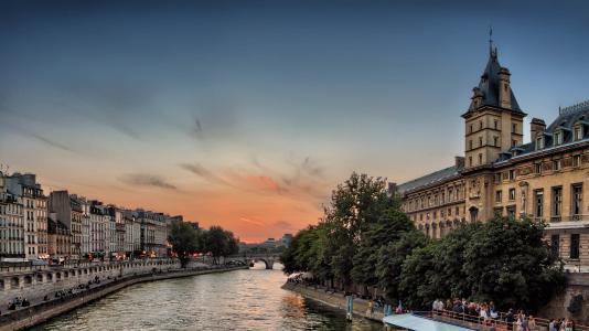 塞纳河, 日落, 巴黎, 黄昏, 建筑, 城市景观, 建筑