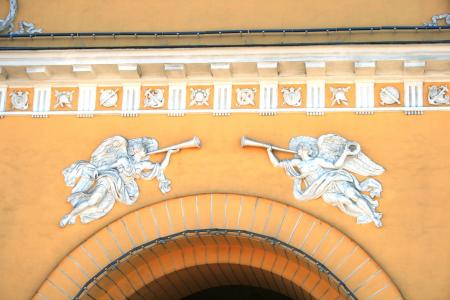 拱, 入口, 详细, 白色, 装饰, 数字, 天使