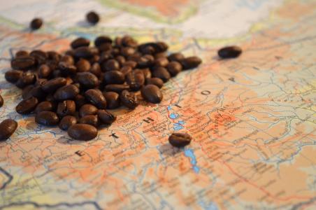 咖啡, 豆子, 埃塞俄比亚, 非洲, 地图, 图集