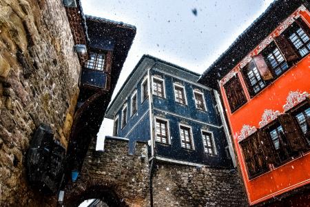 老城, 第一场雪, 普罗夫迪夫, 建筑, 房子, 窗口, 欧洲