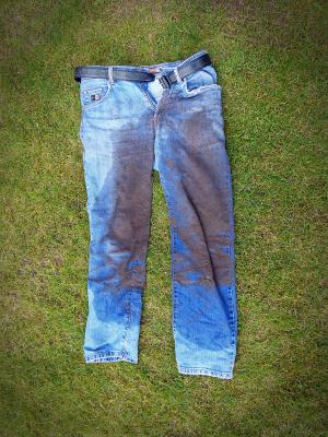 牛仔裤, 园艺, 下班后, 污垢, 湿法, 高峰, 蓝色