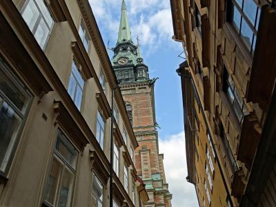 斯德哥尔摩, 老城, 教堂的塔楼, 老房子, 瑞典