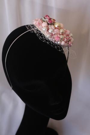 珍珠, 婚礼, 新娘, 粉色, 象牙, 头带, 复古