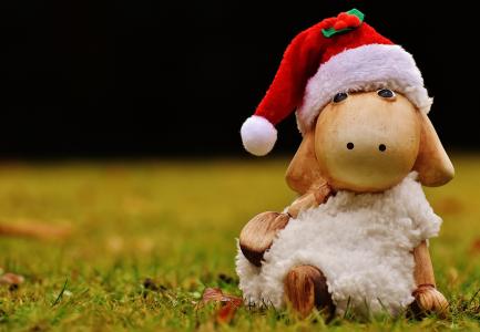 圣诞节, 羊, 德科, 圣诞老人的帽子, 陶瓷, 可爱, 图