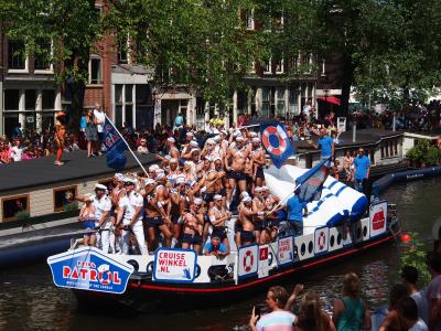 同志骄傲, 阿姆斯特丹, 小船, prinsengracht, 荷兰, 荷兰, 智人
