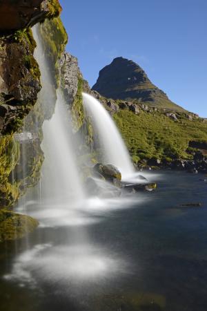 kirkjufellfoss, 瀑布, 流量, 景观, 自然, 冰岛, 基尔丘山