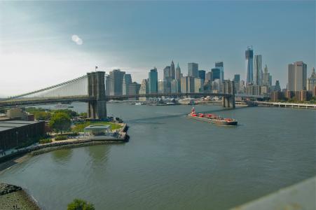 曼哈顿, 东河, 桥梁, 天际线, 城市景观, 纽约, 纽约