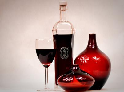 红酒, 玻璃水瓶, 杯, 红色, 花瓶