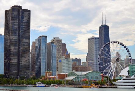 芝加哥, 伊利诺伊州, 天际线, 摩天大楼, 城市, 城市, 建筑