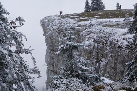 creux 渡面包车, 山脉, 深渊, 瑞士, 悬崖, 雾, 白色