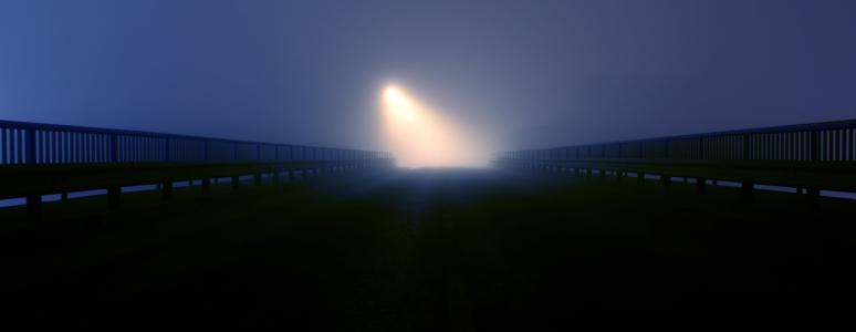光, 在晚上, 希望, 桥梁, 雾, 夜之光, 晚上图片