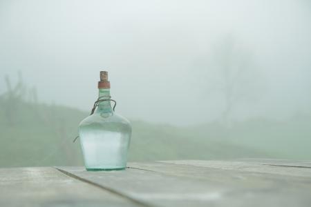 瓶, 表, 雾, 木桌, 蜘蛛网, 平静, 索莱达