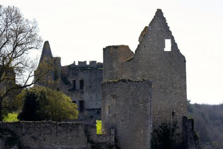 甘兰的角度, 法国城堡废墟, 法国城堡, 浆果, 中世纪城堡废墟莓果法国