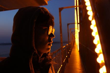 哈尔滨, 桥梁, 大二的记忆, 晚上, 男子, 表面, 灯具