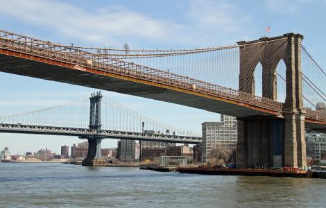 布鲁克林大桥, 纽约, 曼哈顿, 桥梁, 具有里程碑意义, 港口, 建筑
