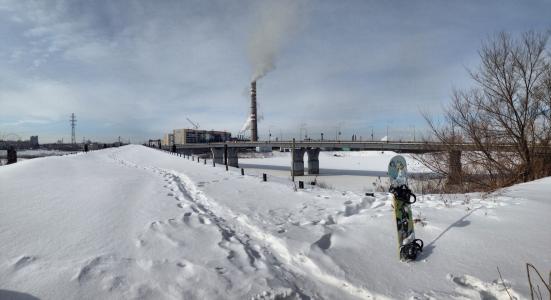 单板滑雪, 城市, 冬天, 雪, 景观, 天空, 桥梁