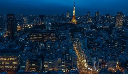 东京, 日本, 东京塔, 晚上, 夜晚的城市, 塔, 摩天大楼