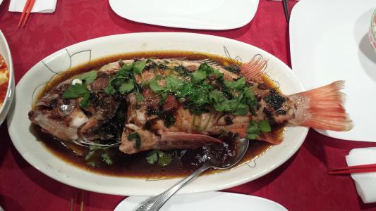 鱼, 晚餐, 中文, 馒头, 海鲜, 美味, 酱油