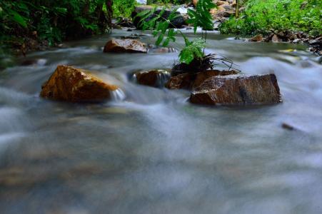 水, 溪, 流量, 自然, 河, 岩石, 你的ห้ว光束