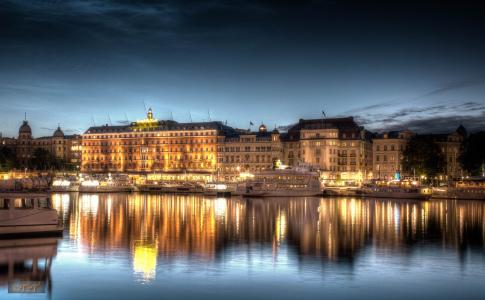斯德哥尔摩, 夜间拍摄, 晚上, hdr