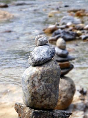 石头, 平衡, 禅宗, 冥想, 平静, 河, 水