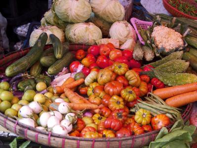 蔬菜, 番茄, 花椰菜, 绿色, 红色, 西葫芦, 胡萝卜