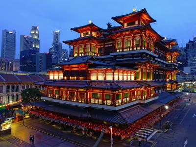 佛牙寺, 新加坡, 唐人街, 佛教, 旅游景点, 晚上, 照明