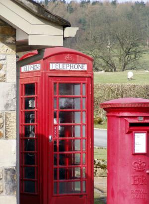 英格兰, 农村, 电话亭, 邮箱, 通信, 红色, 网络
