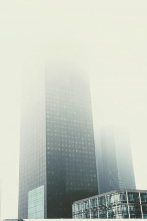 巴黎, 法国, 立面, 建筑, 拉德芳斯, 雾, 办公大楼