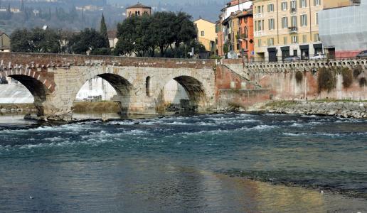 维罗纳, 石桥, 河, 意大利, 建筑, 古代, 纪念碑
