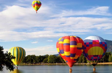热气球, 湖, 乘坐热气球, 冒险, 天空, 飞行