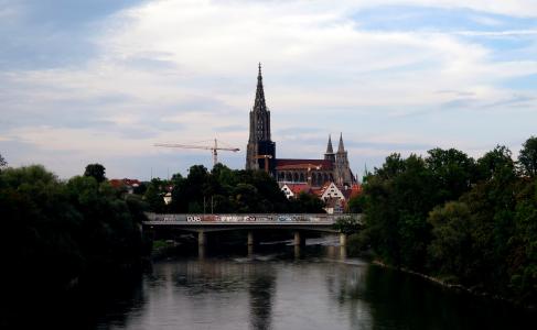 乌尔姆大教堂, 乌尔姆, 多瑙河, 桥梁, 建设, 建筑, 最高的高耸在世界上