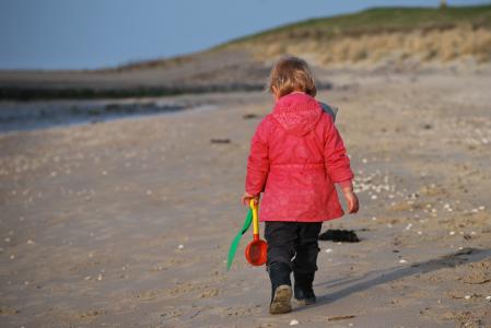 儿童, 徒步旅行, 海滩, 人, 户外, 海, 沙子
