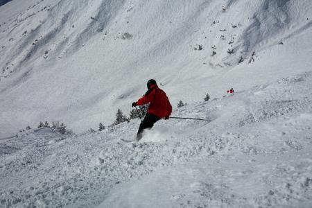 滑雪者, 滑雪, 冬天, 离开, 滑雪场, 雪, 跑道