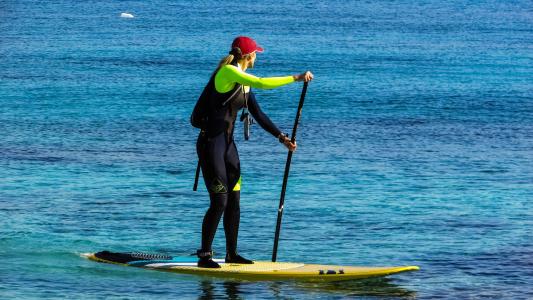paddleboarding, 体育, 桨, 董事会, 立场, 海, 生活方式