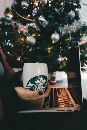圣诞节, 圣诞装饰, 圣诞树, 咖啡, 计算机, 装饰, 手