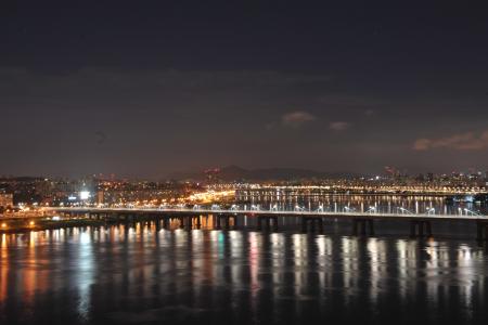 运动桥, 夜景, 汉江, 汉城